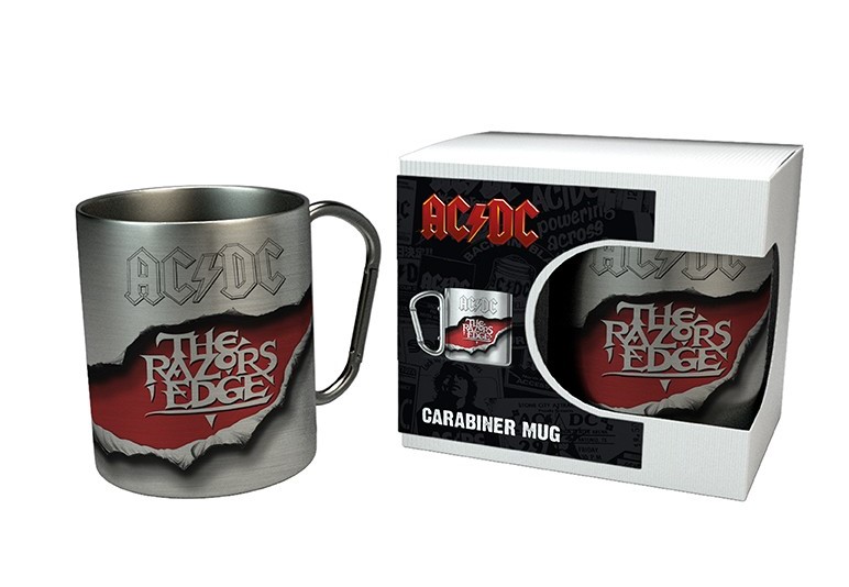 Stay at home or take it camping but live life on razors edge with this fantastic AC/DC carabiner mug by GB EYE music! - High quality stainless steel. - Carabiner Clip Handle - Double walled - For hot and cold drinks - Size: 235ml - Packaging: window-box. - Not suitable for micro-wave and dishwasher.